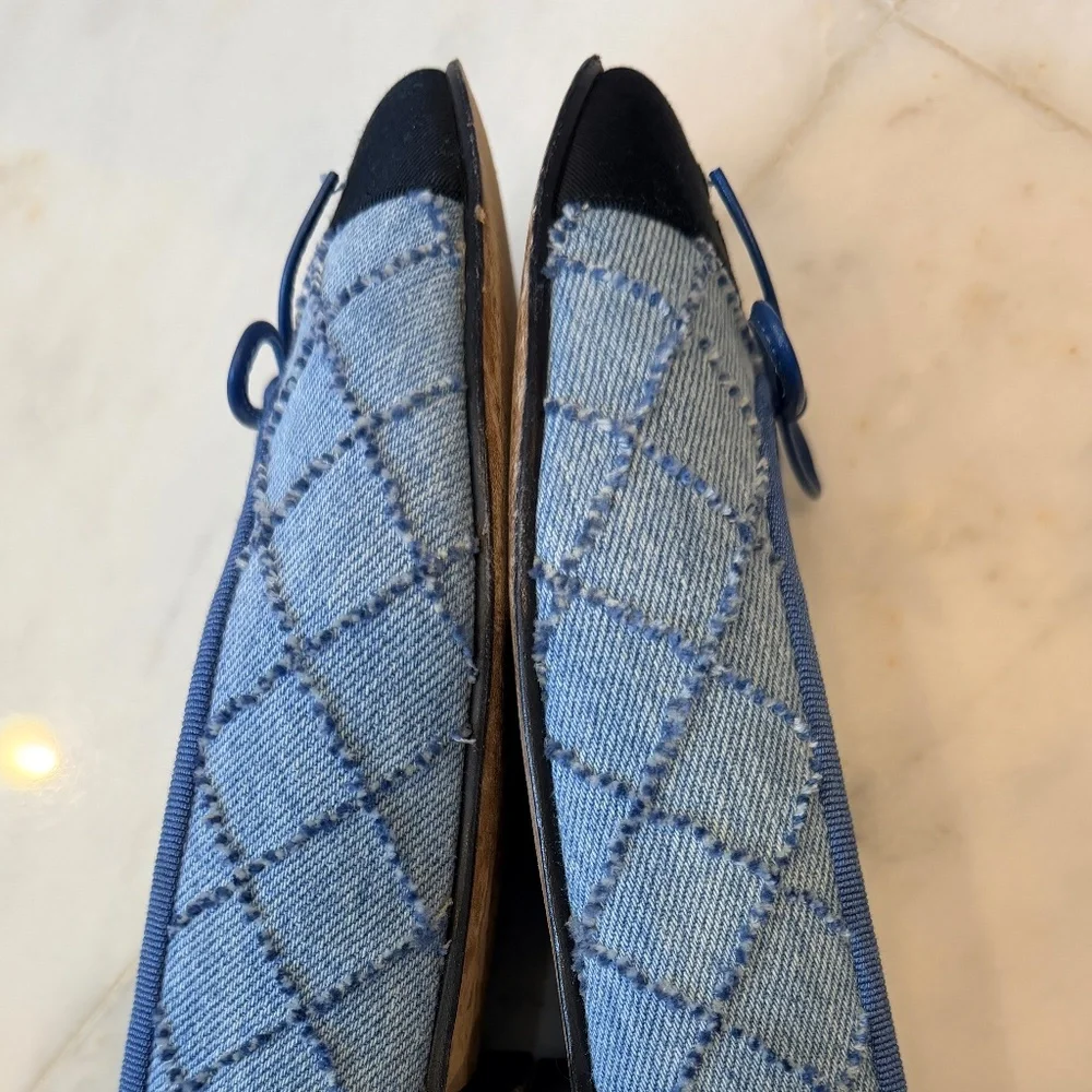 CHANEL Denim Quilted Ballet Flats 36 1/2 - Picture 8 of 10